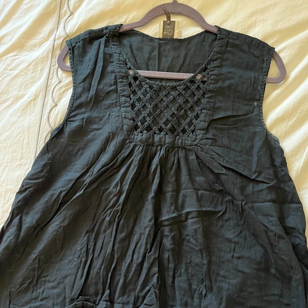 Anthropologie Black Lattice Cut-Out Tank Top